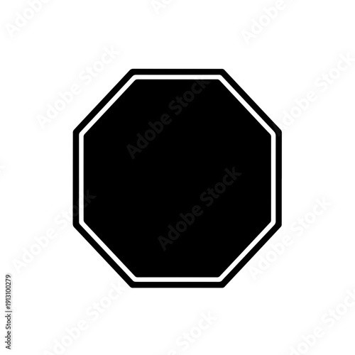 A sleek black octagonal shape with a white outline against a plain background.