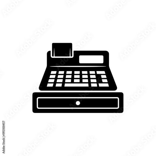 Classic mechanical cash register with receipt drawer and calculator keys