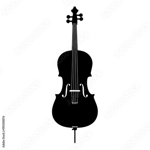 Elegant black silhouette of a classic violin with detailed tuning pegs and strings