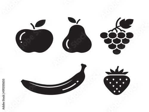 Rustic farm fruit silhouettes with beautiful fresh picked orchard designs