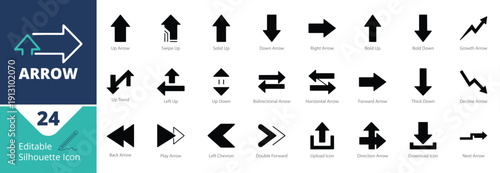 Directional Arrow Icons Pack – Solid UI Navigation Symbols