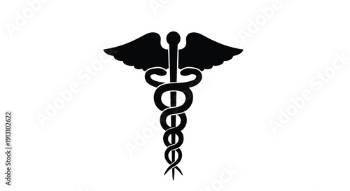 The caduceus symbol a staff with two snakes entwined representing medicine
