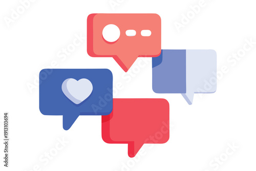 3d social media interface icons chat bubble