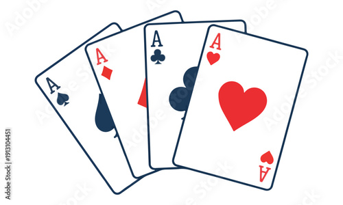 Four Aces Playing Cards Hand Vector Icon on White Background
