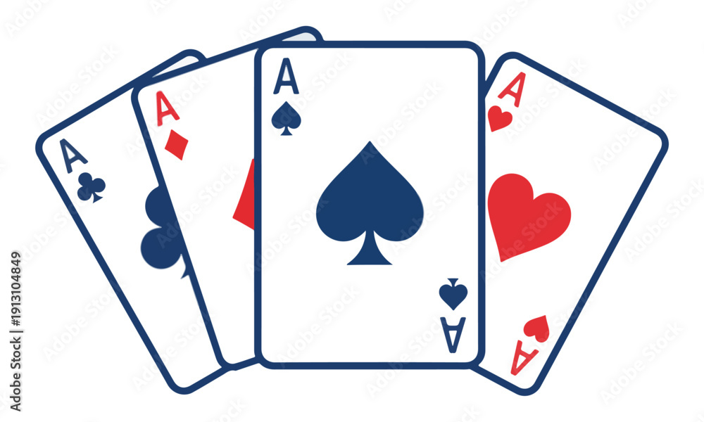 Obraz premium Four Aces Playing Card Hand Isolated Vector Icon