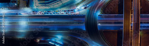 Konstfotografi Night traffic scene illustrating digital economy and future mobility concepts