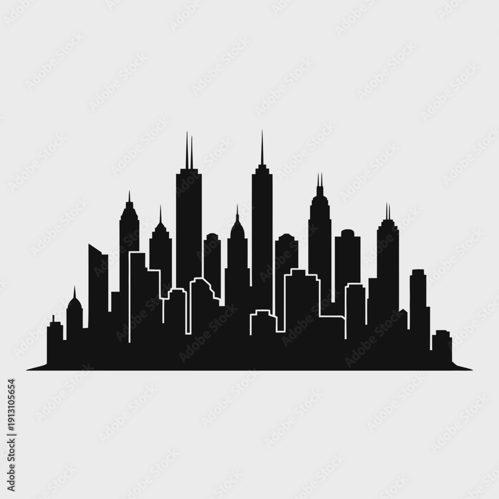 Obraz premium Cityscape Silhouette of Modern Skyscrapers 1.