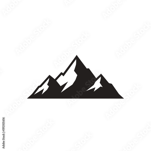 Black Silhouette of Majestic Mountain Peaks.