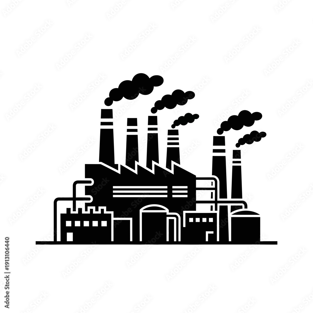 Fototapeta premium Industrial Factory with Smoke Stacks.