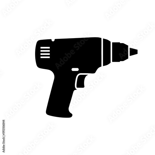Black silhouette of a cordless drill.
