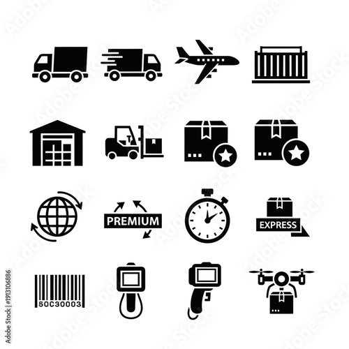 Logistics and Delivery Icons Set 3.