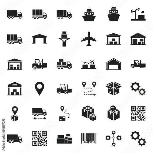 Logistics and Transportation Icons Set 9.