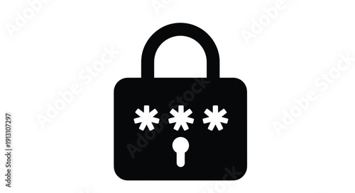 Black padlock icon with a keyhole and asterisks representing a passcode