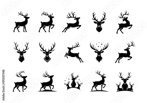 Collection of Deer Silhouettes for Design.