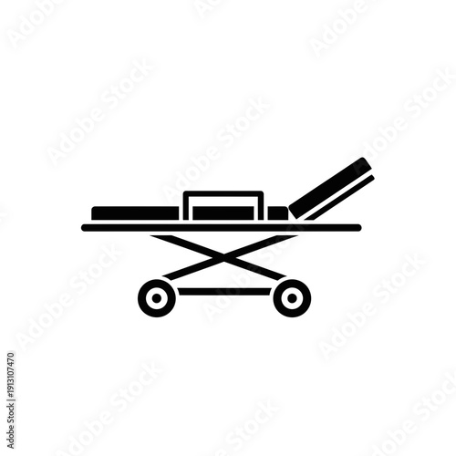 Medical Stretcher Icon Black Silhouette.