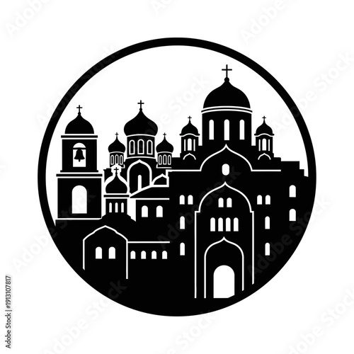 Orthodox Church Silhouette Icon.
