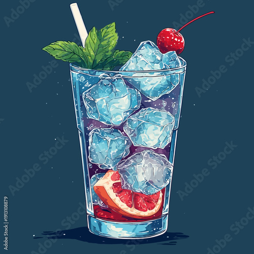 Very Delicious Drink with ice , EPS format