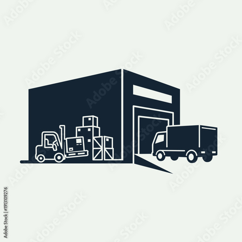Warehouse Logistics and Delivery Services Icon.