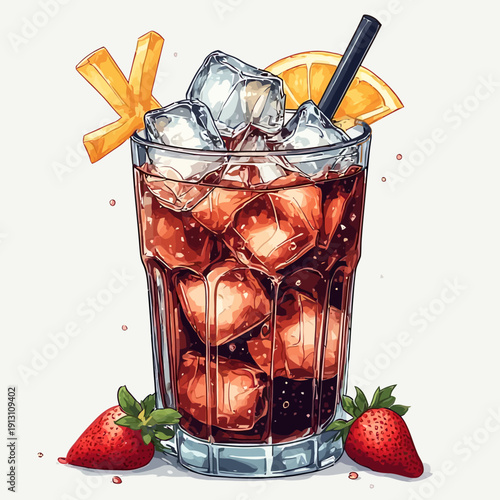 Very Delicious Drink with ice , EPS format