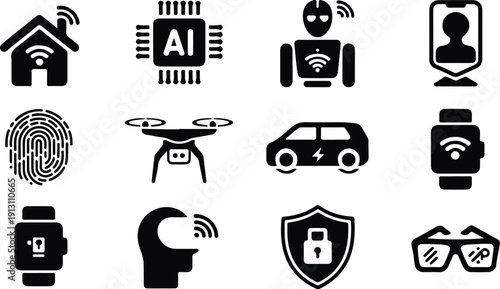 Premium App Icons – Clean Mobile UI Vector Pack Modern App Icon Set – Black Silhouette Vector