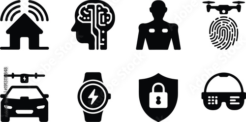 Premium App Icons – Clean Mobile UI Vector Pack Modern App Icon Set – Black Silhouette Vector