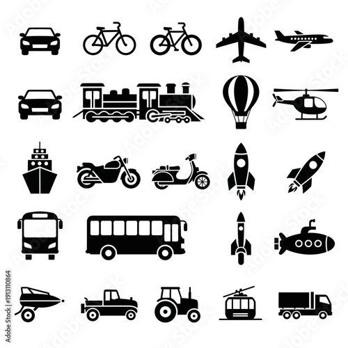 Collection of Various Transportation Vehicles and Modes 1.