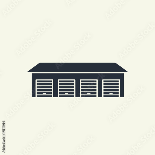 Four Car Garage Building Icon.