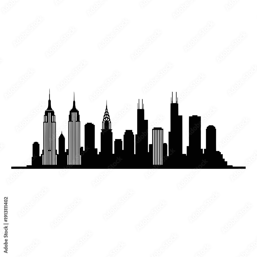 Obraz premium New York City Skyline Silhouette Vector Illustration.