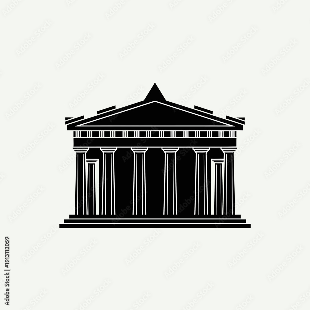 Fototapeta premium Ancient Greek Temple Building Silhouette.