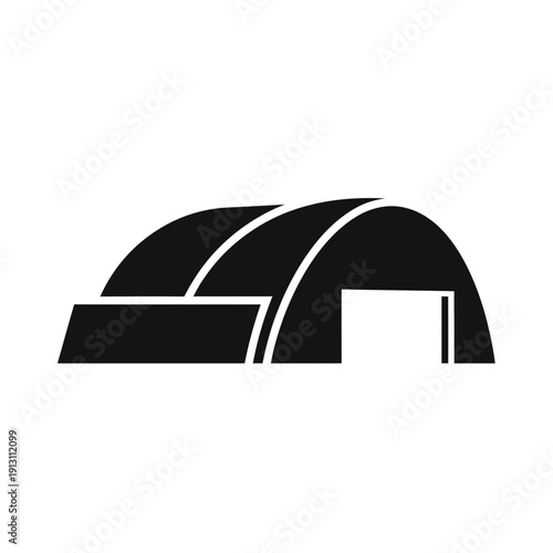 Black and white icon of a Quonset hut.