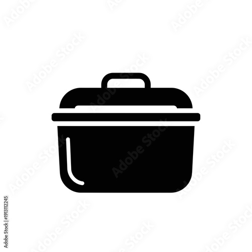 Black icon of a cooking pot with lid.