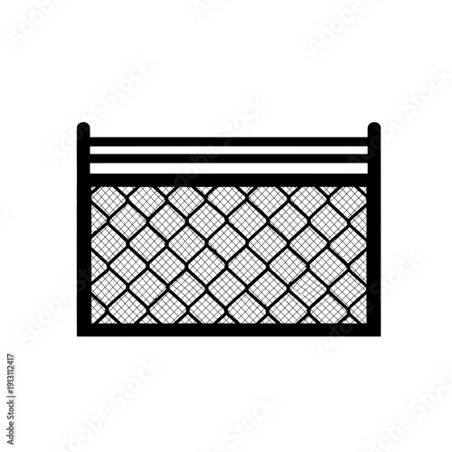 Chain link fence gate section illustration.
