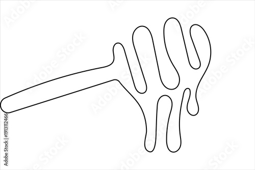Dripping honey in continuous one line drawing with minimalist style isolate outline vector art