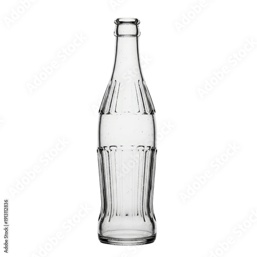 Empty clear glass bottle with ridges