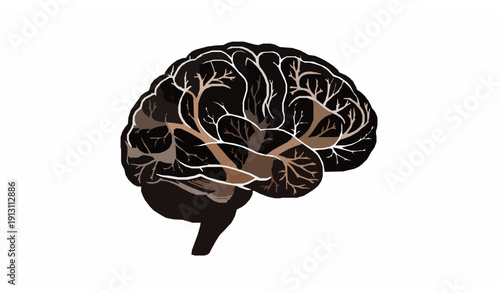 Solid glyph brain icon collection vector