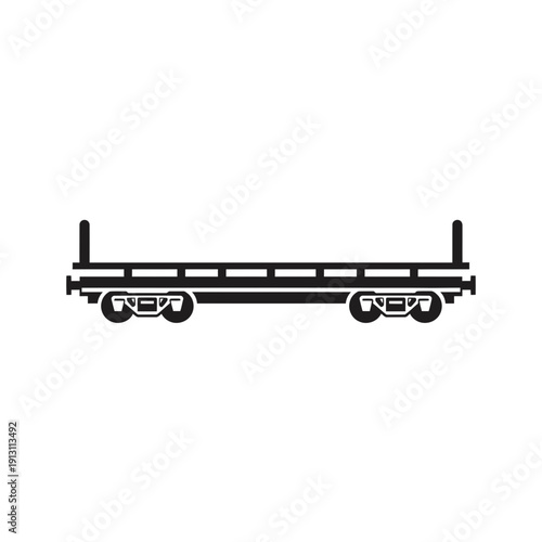 Flatbed Railway Wagon Silhouette.
