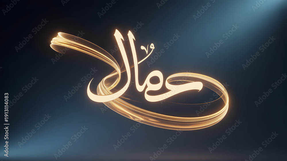 Fototapeta premium Golden Arabic calligraphy spelling 