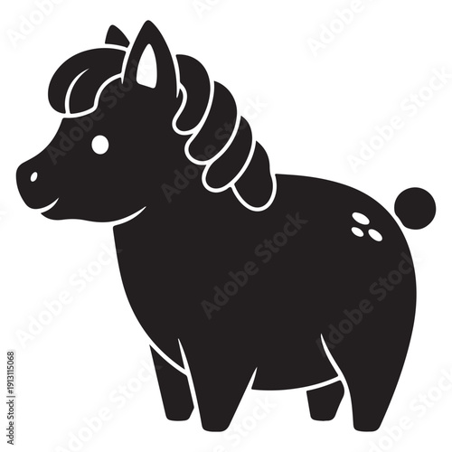 Adorable Black Silhouette of a Stylized Pony