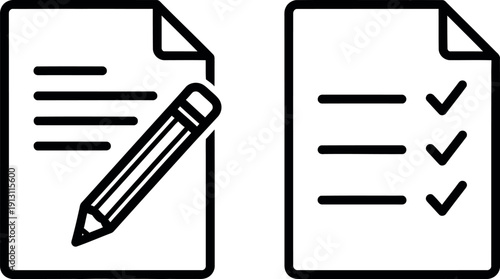 Drafting and reviewing documents with pencil and checklist marks