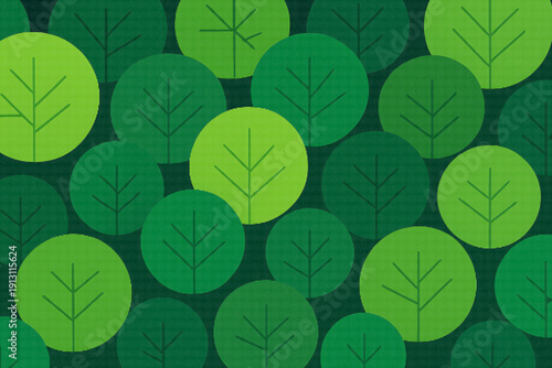 Abstract Flat Design Green Leaves Pattern Representing Sustainability