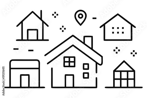 set of houses icons