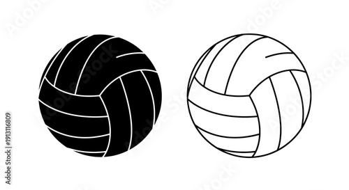 Volleyballs, black and white volleyballs, sports equipment, vector illustration Vector