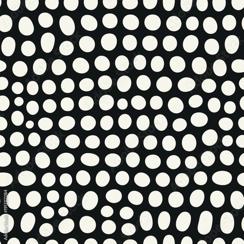Vector seamless pattern. Free form organic shapes. Stylish smooth elements. Natural dotted rings. Hand made abstract background. Can be used as swatch. Monochrome smooth spotty print.