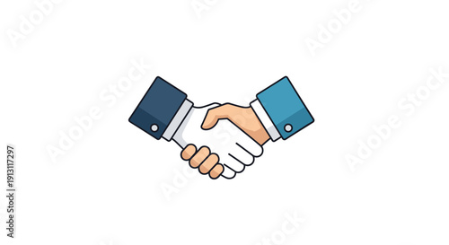 Two business hands in formal attire shaking in a gesture of agreement and partnership on a white background, Generative AI.