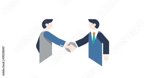 Two business professionals in suits are shaking hands displaying a greeting or agreement on a plain white background, Generative AI.