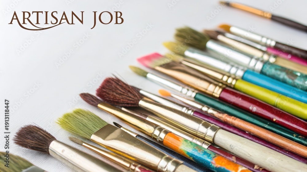 Fototapeta premium Colorful Array of Paint Brushes for Creative Artistic Projects