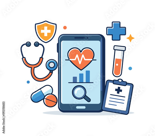 Digital medicine representing technology-driven healthcare and smart diagnostics. A modern visual metaphor combining a smartphone or screen