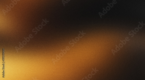 Golden amber light wave on dark brown gradient background with grainy noise texture and copy space.