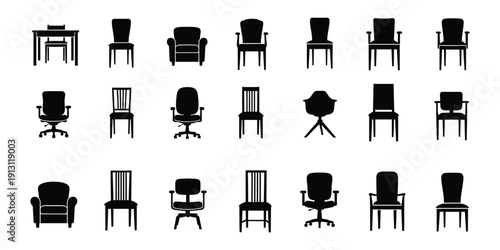  office chair and furniture silhouette icon.