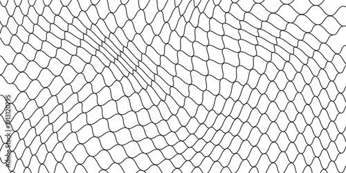 Black wavy nets on white background. Simple sportwear effect